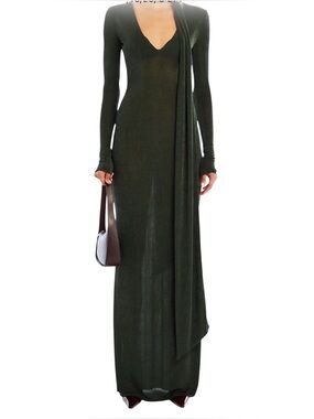 Seroya Raquel Maxi Dress Forest Green with long sash Sz Medium